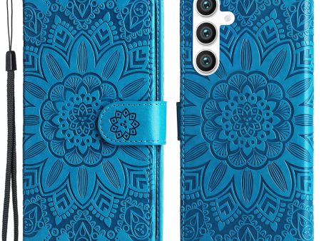 For Samsung Galaxy S23 FE Anti-Scratch Phone Cover PU Leather Shockproof Imprinted Sunflower Wallet Stand Case Hot on Sale