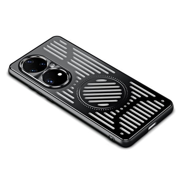 For Huawei P50 Pro 4G Magnetic Phone Case Hollow Heat Dissipation TPU + Aluminum Alloy Back Cover Online now